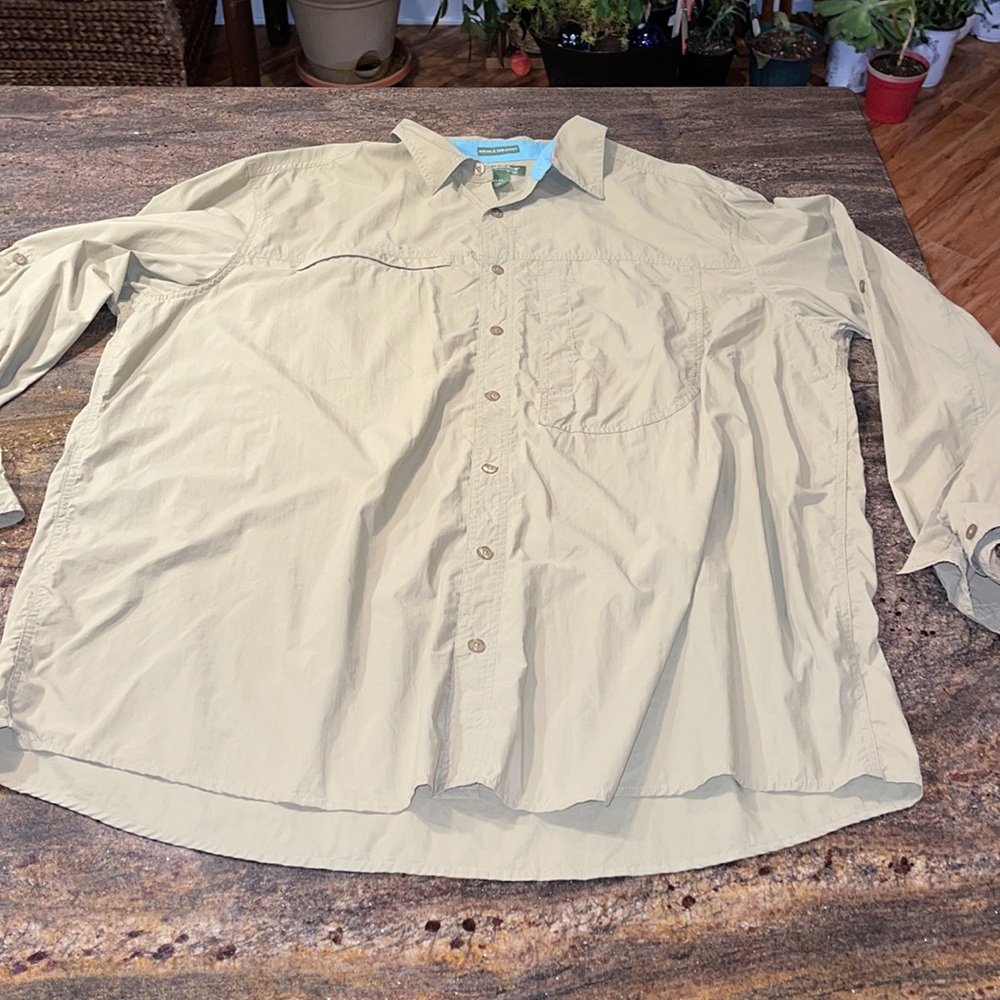 Gander Mountain khaki wrinkle resistant button down lightweight plus Size‎ 3XLT